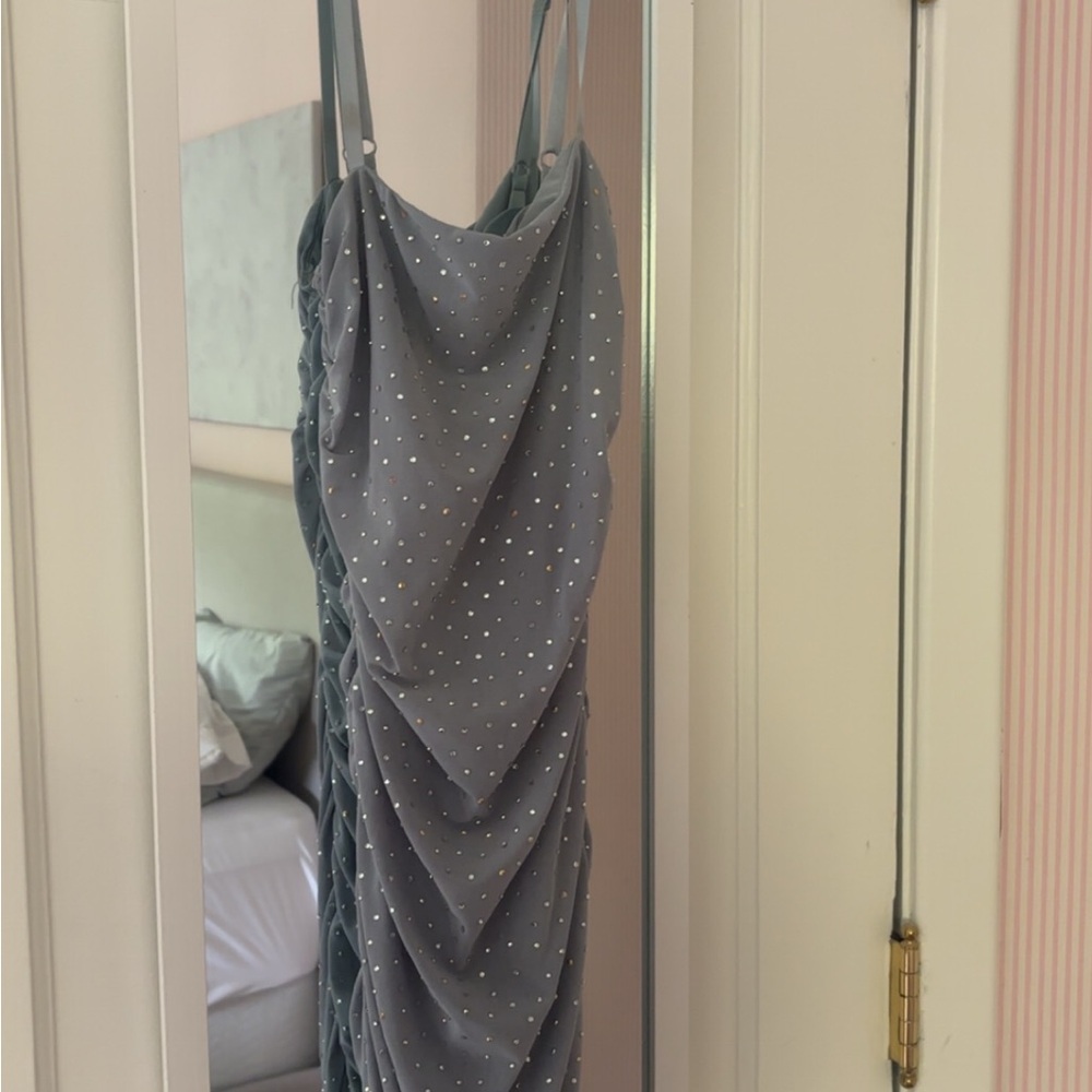 Elegant Blue Ruched Dress